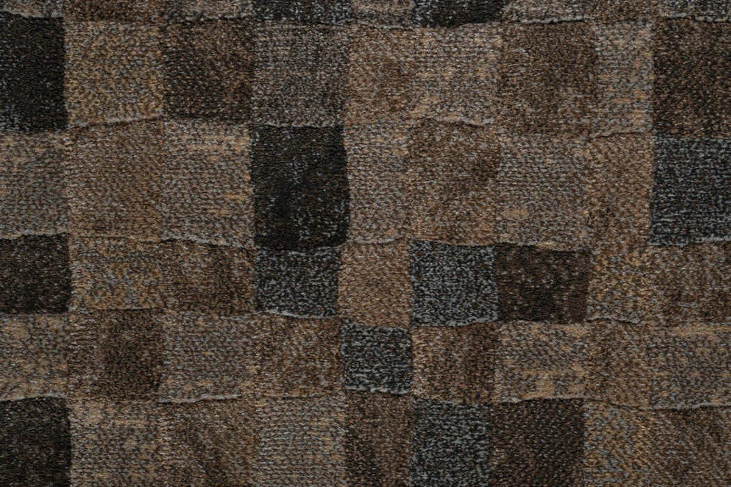 Modern Mocha & Slate Checkerboard Mosaic Argentum Rug Size: 280 x 380cm (63984-3293) - Rugs Direct