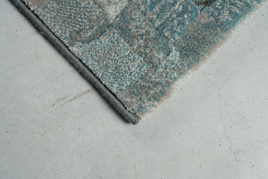Modern Charcoal & Slate Blue Checkerboard Argentum Rug (63984-4249) - Rugs Direct