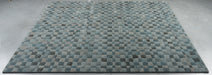 Modern Charcoal & Slate Blue Checkerboard Argentum Rug (63984-4249) - Rugs Direct