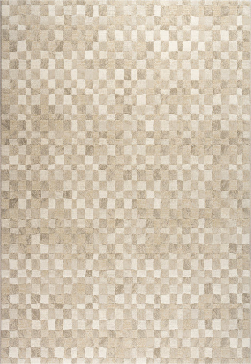 Modern Cream & Taupe Checkerboard Argentum Rug Size: 280 x 380cm (63984-6575) - Rugs Direct