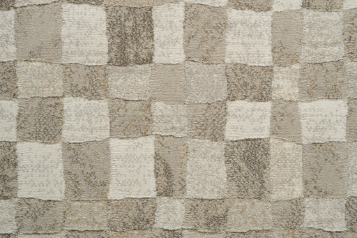 Modern Cream & Taupe Checkerboard Argentum Rug Size: 280 x 380cm (63984-6575) - Rugs Direct