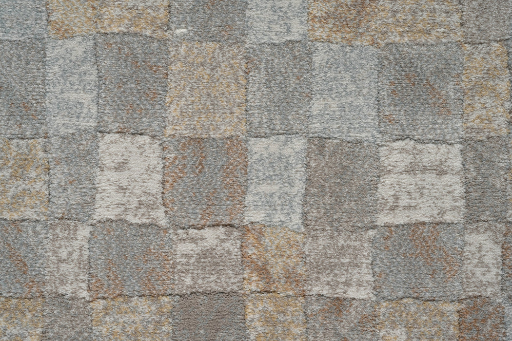 Modern Silver & Taupe Checkerboard Argentum Rug Size: 200 x 290cm (63984-7293) - Rugs Direct
