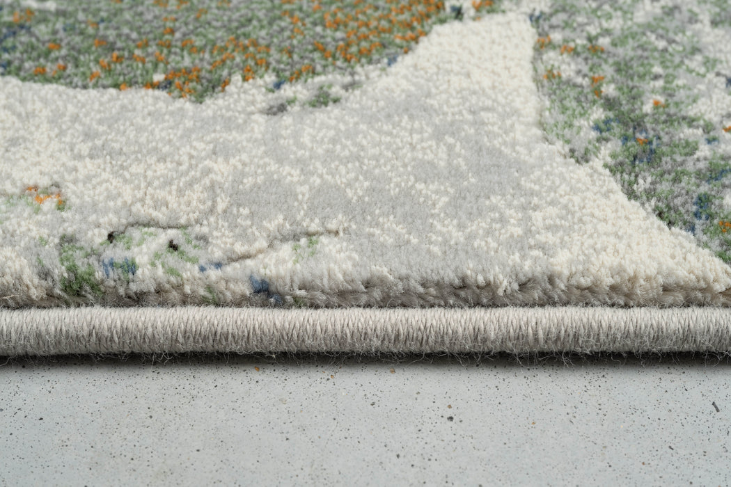 Transitional Denim & Peach Floral Print Argentum Rug (63989-6656) - Rugs Direct