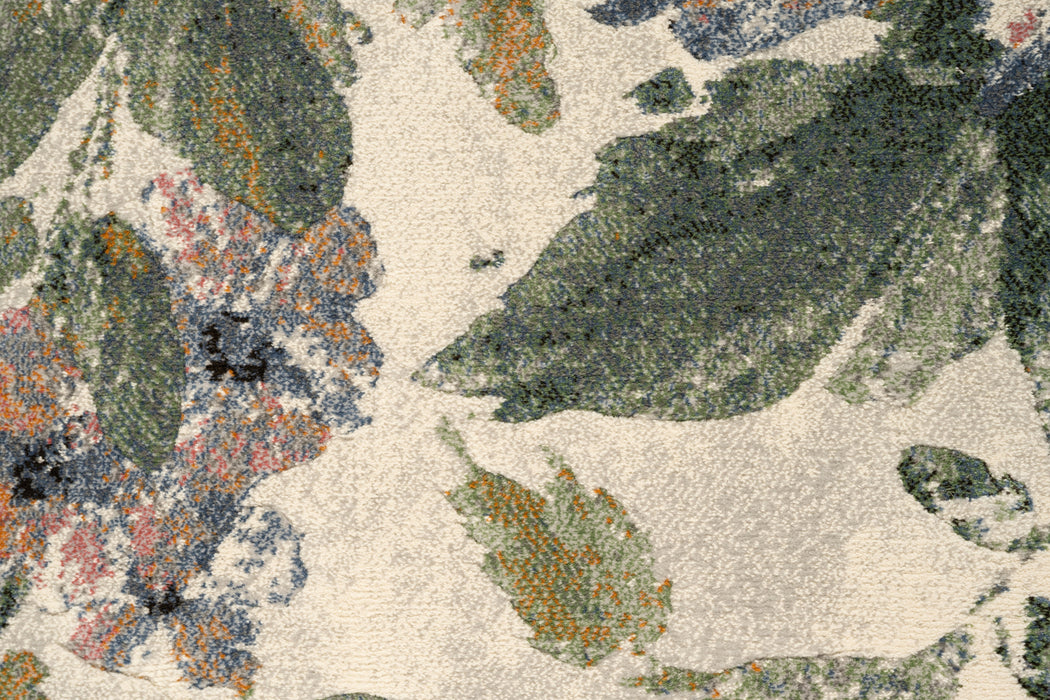 Transitional Denim & Peach Floral Print Argentum Rug (63989-6656) - Rugs Direct