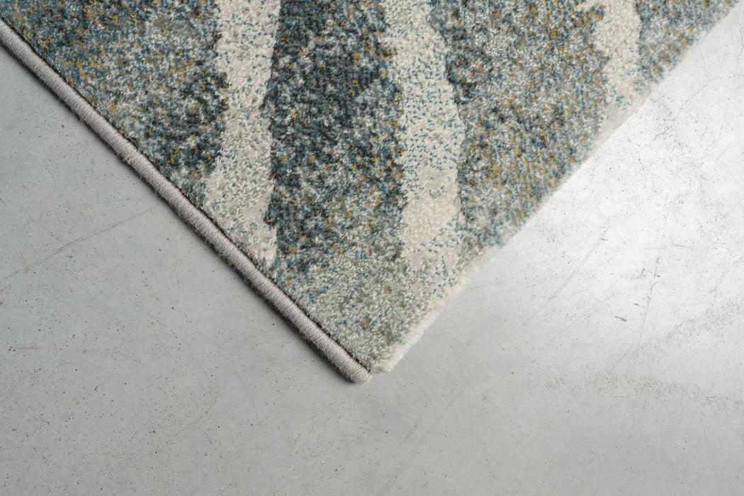 Contemporary Dark Grey Geometric Wave Abstract Argentum Rug (63990-4299) - Rugs Direct