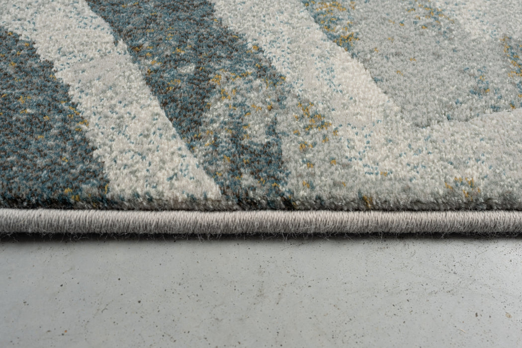 Contemporary Dark Grey Geometric Wave Abstract Argentum Rug (63990-4299) - Rugs Direct