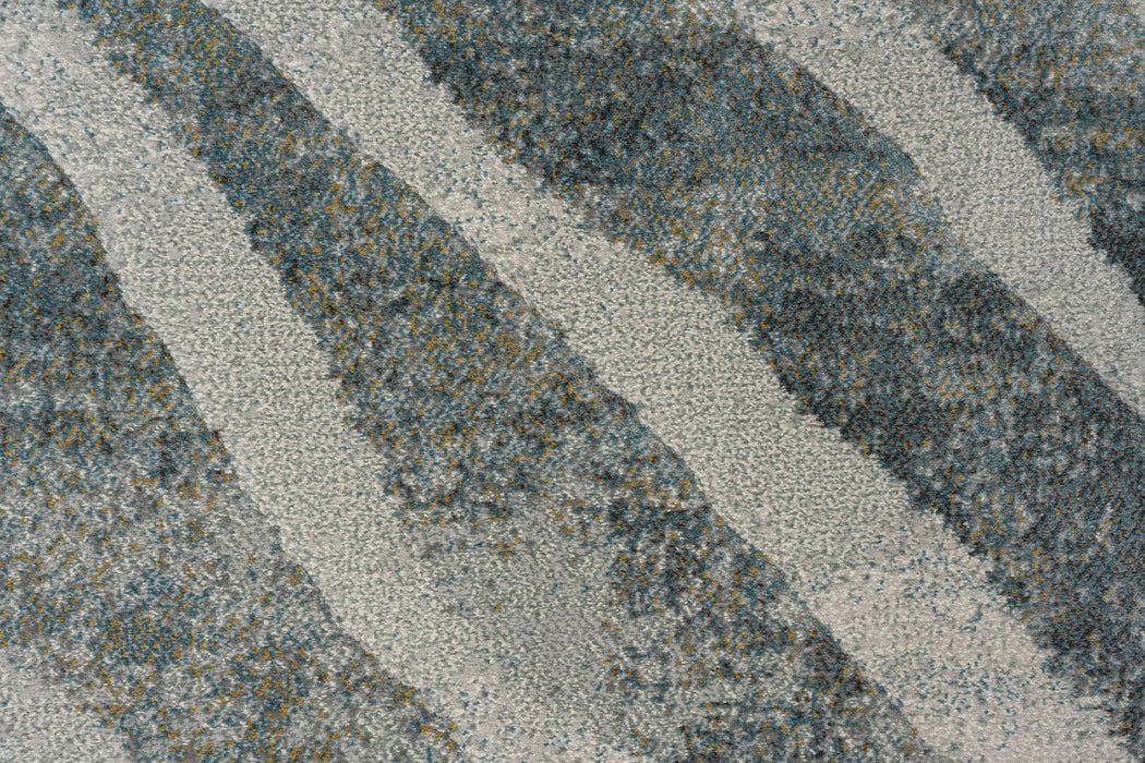 Contemporary Dark Grey Geometric Wave Abstract Argentum Rug (63990-4299) - Rugs Direct