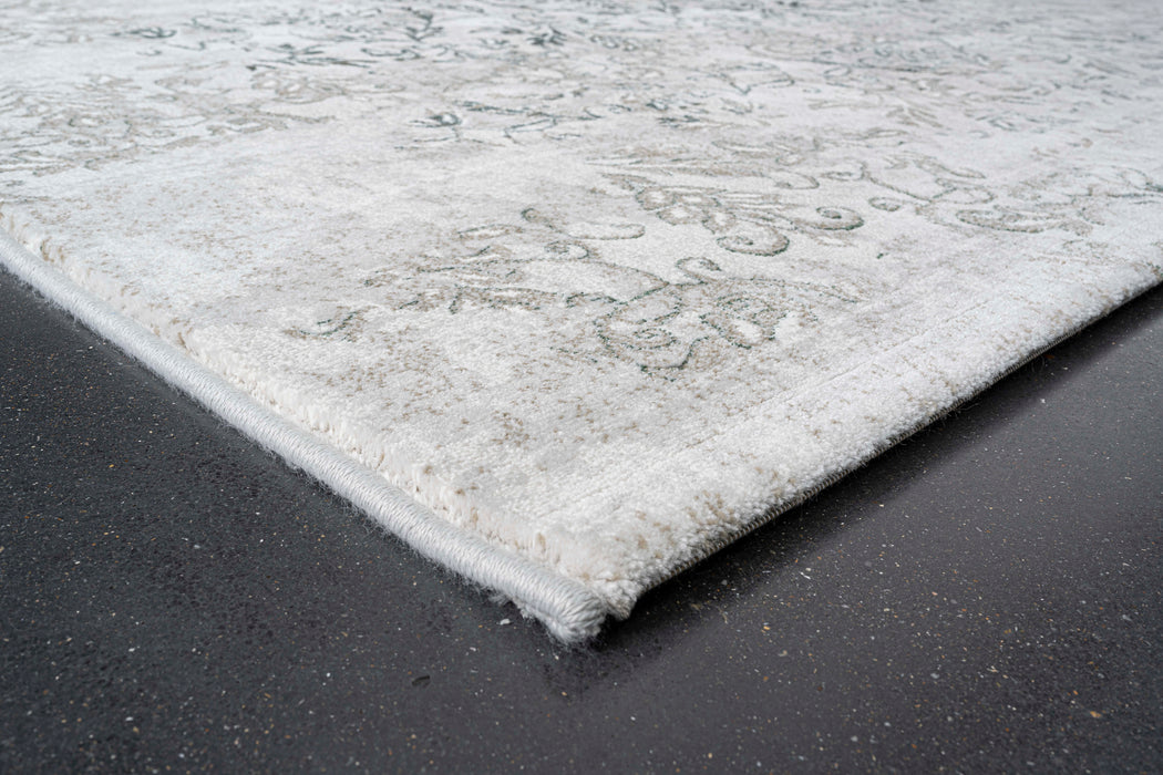 Vintage Floral Pattern Platinum Rug - Rugs Direct