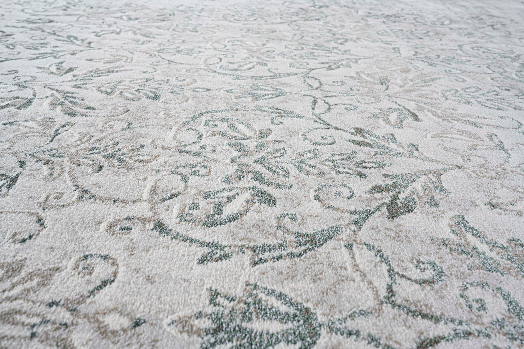 Vintage Floral Pattern Platinum Rug - Rugs Direct