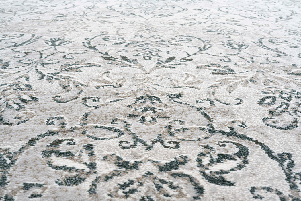 Vintage Floral Pattern Platinum Rug - Rugs Direct