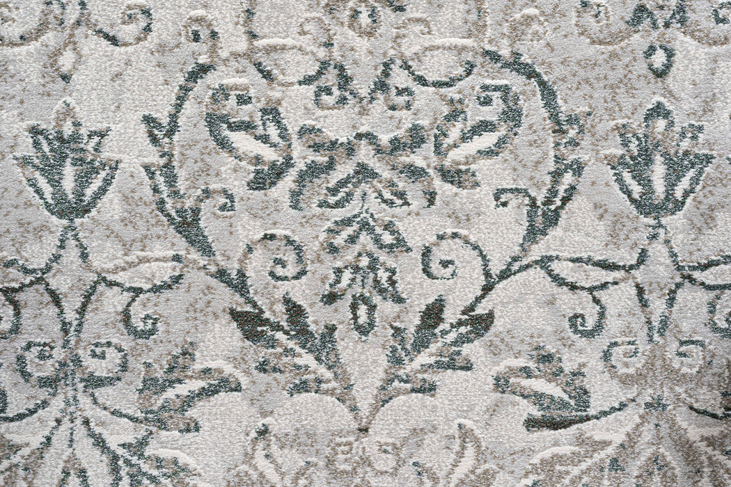 Vintage Floral Pattern Platinum Rug - Rugs Direct