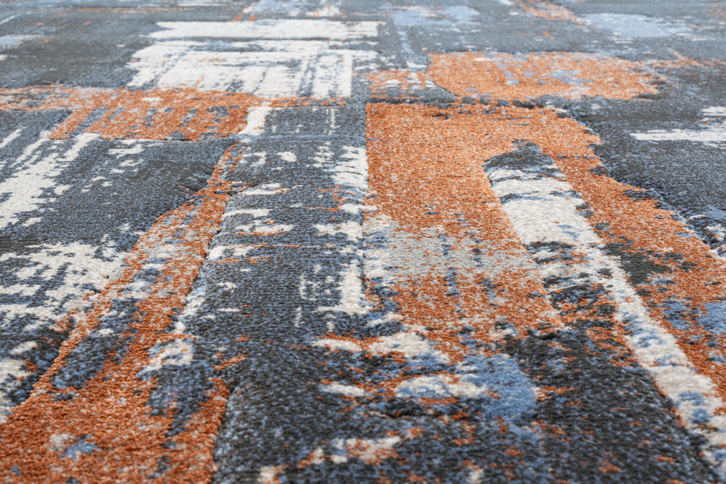 Abstract Brushstroke Design Luxurious Platinum Rug (83029-3212)