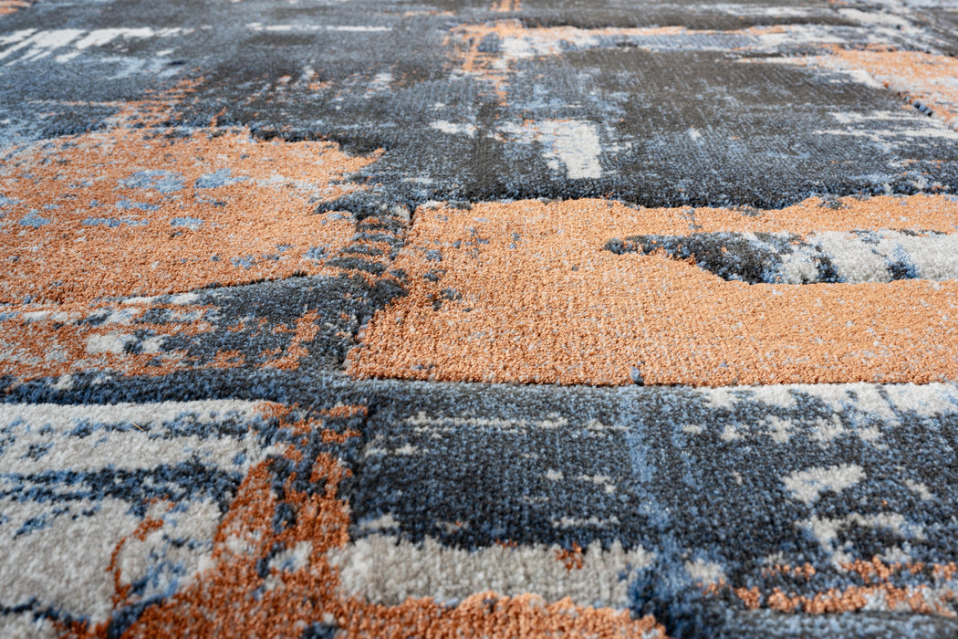 Abstract Brushstroke Design Luxurious Platinum Rug (83029-3212)