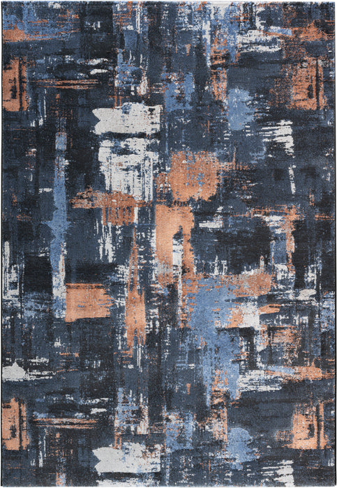Abstract Brushstroke Design Luxurious Platinum Rug (83029-3212)