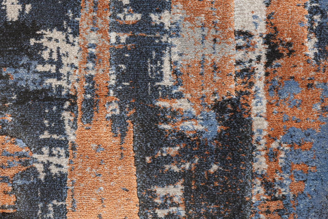 Abstract Brushstroke Design Luxurious Platinum Rug (83029-3212)
