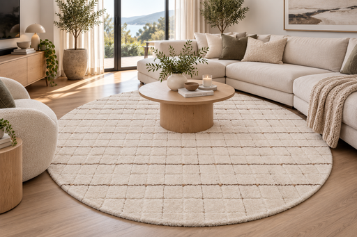 Luxurious Textured Modern Design Masai Round Rug Size: 300 x 300cm (14003-6212)- Rugs Direct NZ