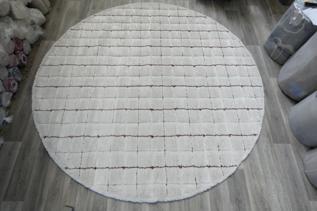Luxurious Textured Modern Design Masai Round Rug Size: 300 x 300cm (14003-6212)- Rugs Direct NZ