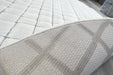 Minimalist Cream & Grey Geometric Grid Lux Textured Masai Round Rug Size: 300 x 300cm (14055-6171)- Rugs direct NZ