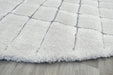 Minimalist Cream & Grey Geometric Grid Lux Textured Masai Round Rug Size: 300 x 300cm (14055-6171)- Rugs direct NZ