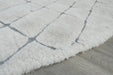Minimalist Cream & Grey Geometric Grid Lux Textured Masai Round Rug Size: 300 x 300cm (14055-6171)- Rugs direct NZ