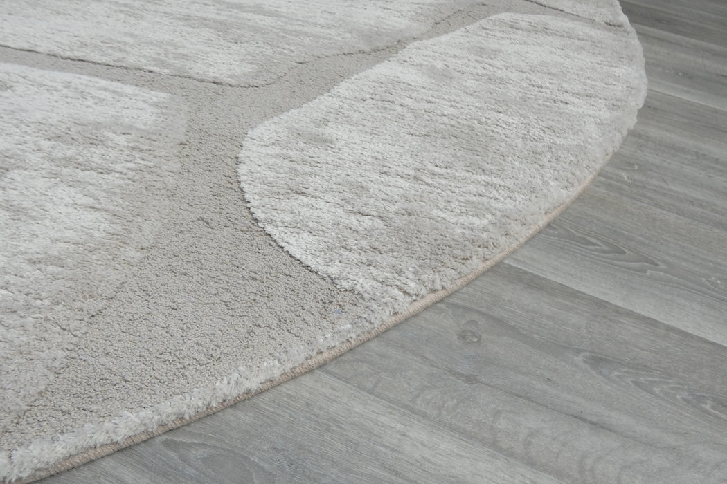 Modern High-Low Carved Stone Lux Textured Masai Round Rug Size: 300 x 300cm (14067-2383)- Rugs Direct NZ