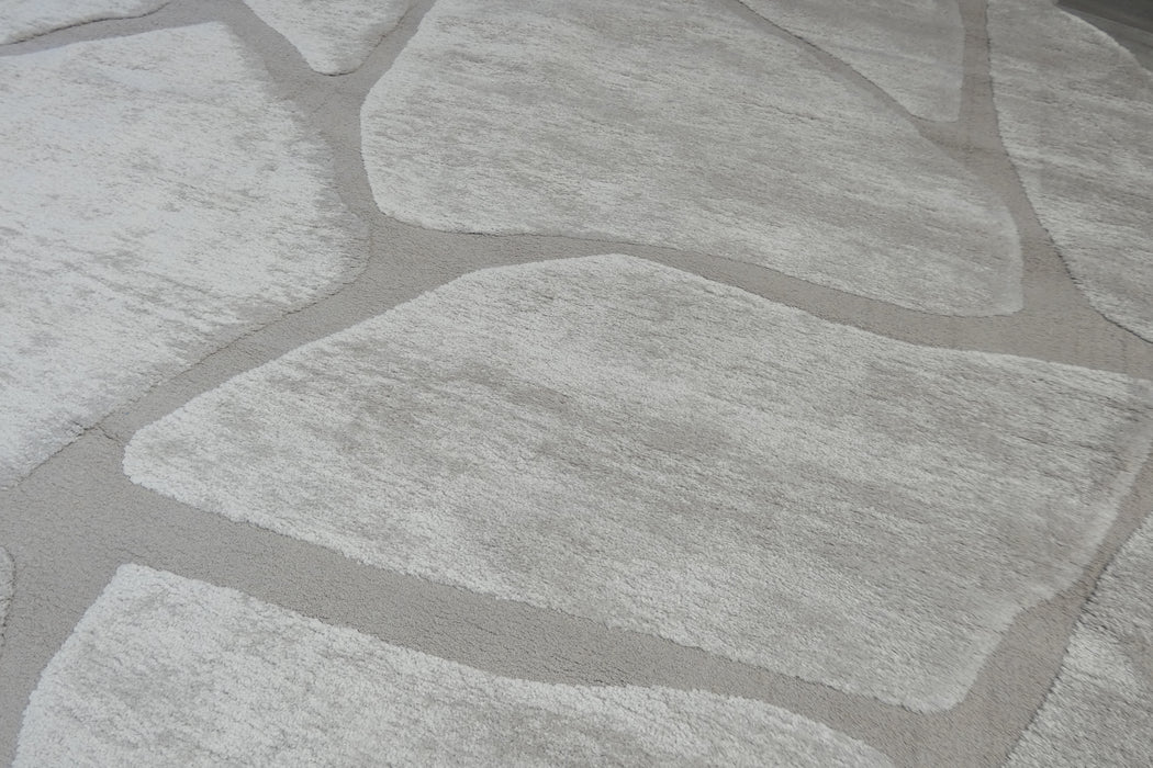 Modern High-Low Carved Stone Lux Textured Masai Round Rug Size: 300 x 300cm (14067-2383)- Rugs Direct NZ