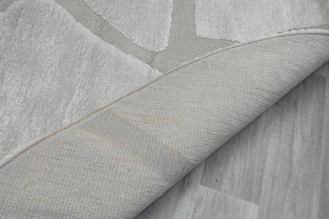 Modern High-Low Carved Stone Lux Textured Masai Round Rug Size: 300 x 300cm (14067-2383)- Rugs Direct NZ
