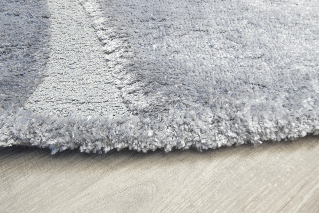 Modern Grey Carved Stone Lux Textured Masai Round Rug Size: 300 x 300cm (14067-5171)- Rugs Direct NZ