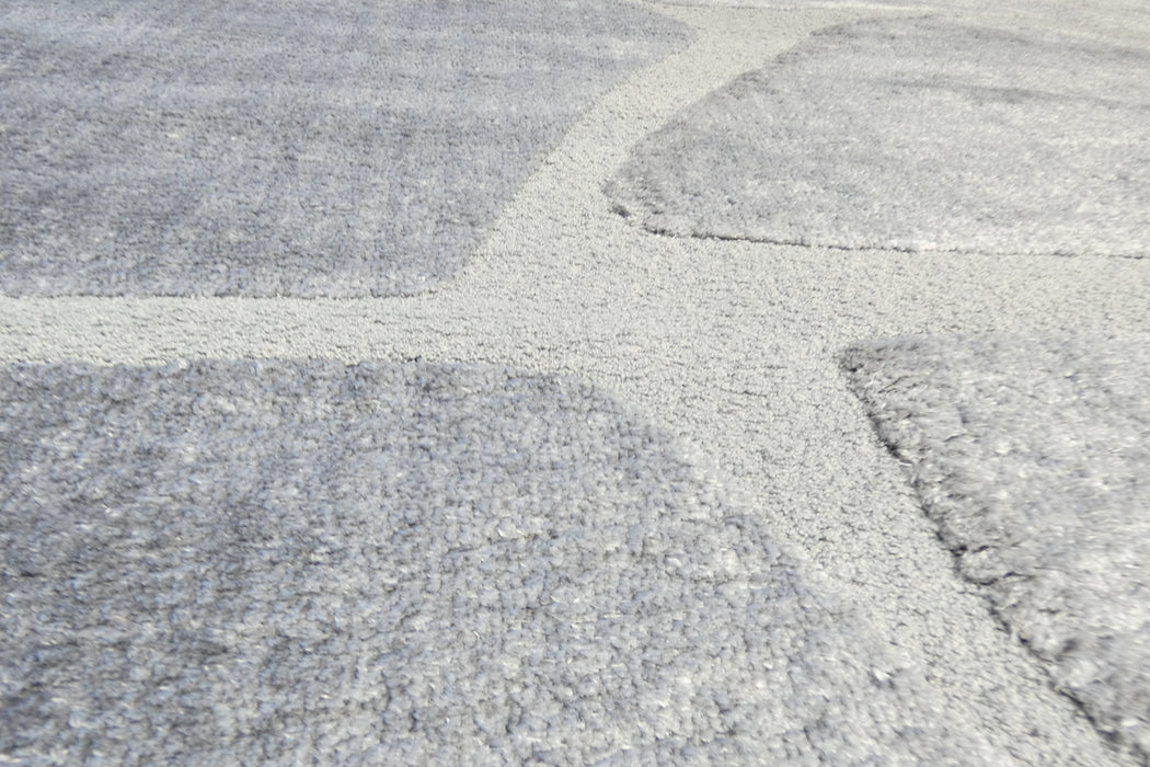 Modern Grey Carved Stone Lux Textured Masai Round Rug Size: 300 x 300cm (14067-5171)- Rugs Direct NZ