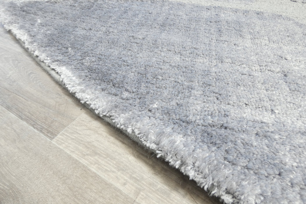 Modern Grey Carved Stone Lux Textured Masai Round Rug Size: 300 x 300cm (14067-5171)- Rugs Direct NZ