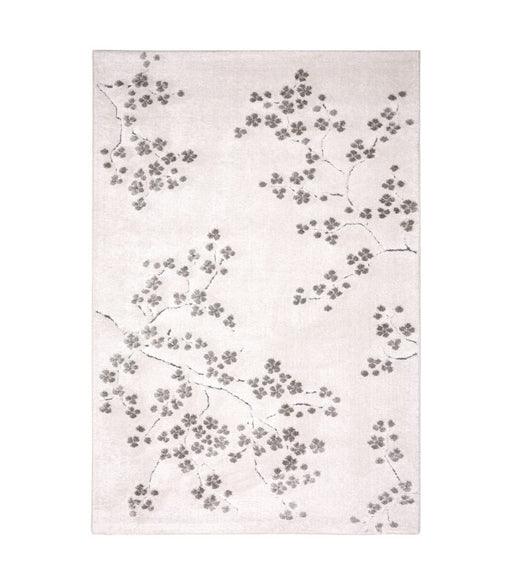 Ivory & Grey Cherry Blossom Plush Masai Rug Size: 200 x 290cm (14121-6181) - Rugs Direct