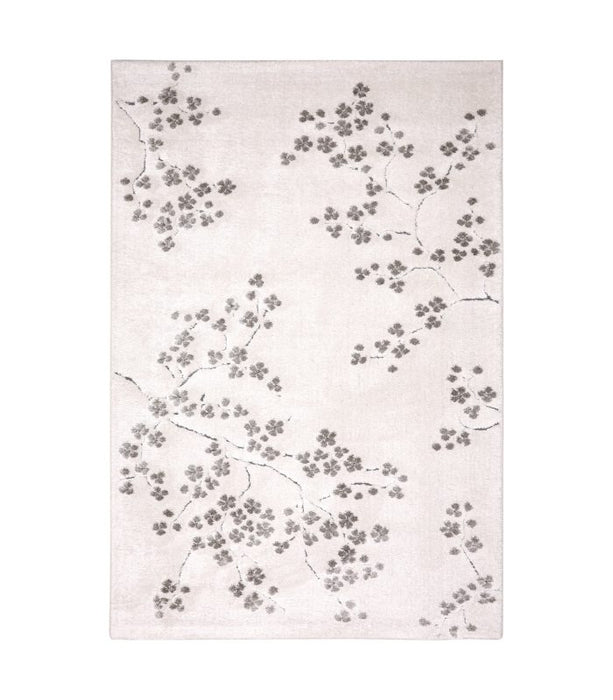 Ivory & Grey Cherry Blossom Plush Masai Rug Size: 200 x 290cm (14121-6181) - Rugs Direct