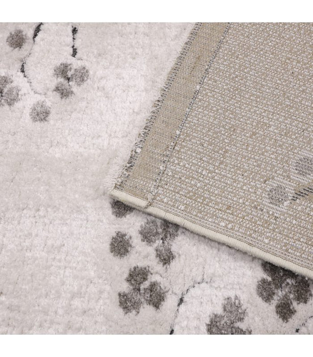 Ivory & Grey Cherry Blossom Plush Masai Rug Size: 200 x 290cm (14121-6181) - Rugs Direct