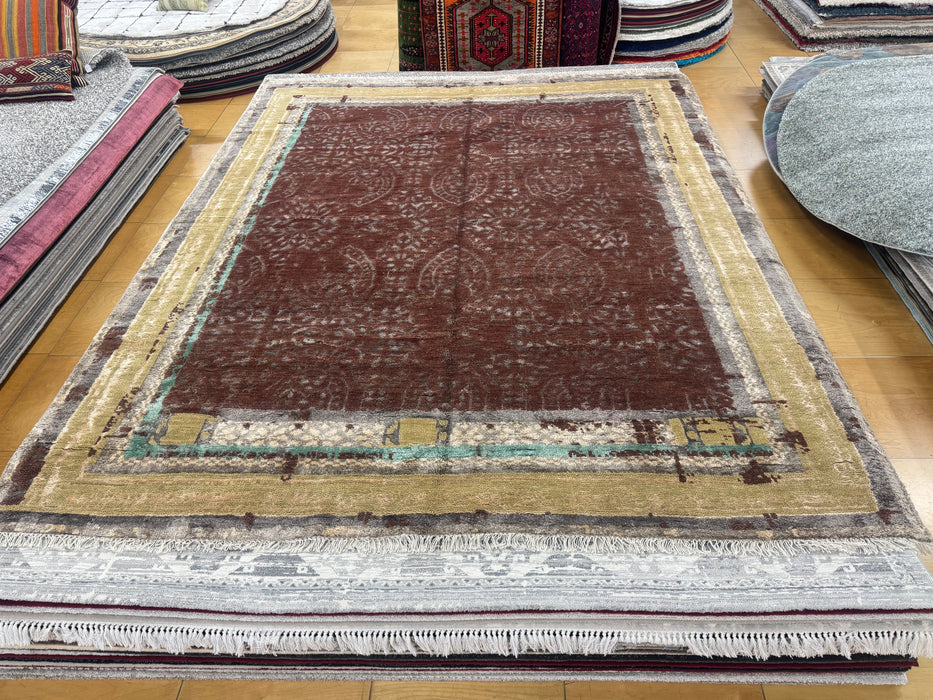 Vintage-Inspired Handmade Wool & Bamboo Silk Rug Size: 243cm x 302cm