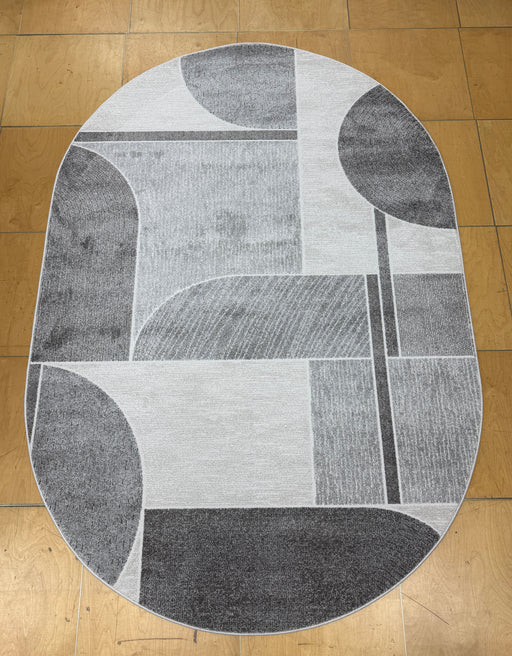 Abstract Geometric Pattern Valentino Oval  Rug (46002-6171) Size: 160 x 230cm - Rugs Direct
