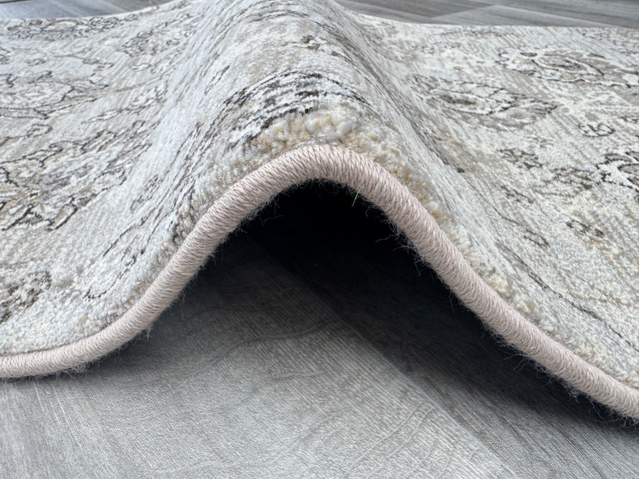 Traditional Distressed Floral Pattern Argentum Hallway Runner Size: 67cm wide x Cut to order