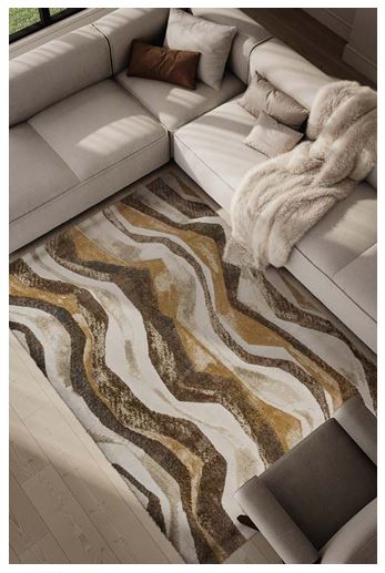 Earthy Brown & Beige Stripe Textured Linea Rug (20010-6161) - Rugs Direct