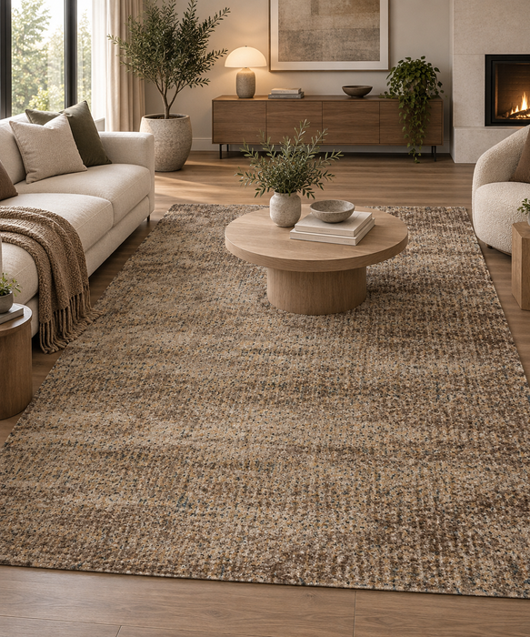 Linea Warm Taupe & Mocha Ribbed Textured Area Rug (20020-5121) Rugs Direct NZ