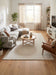 Minimalist Plain Textured Off-White Mehari Shaggy Rug (23001-6268) - Rugs Direct