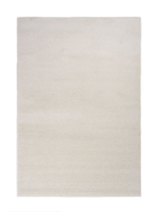 Minimalist Plain Textured Off-White Mehari Shaggy Rug (23001-6268) - Rugs Direct