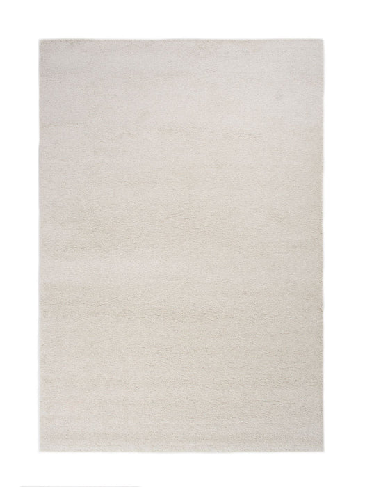 Minimalist Plain Textured Off-White Mehari Shaggy Rug (23001-6268) - Rugs Direct