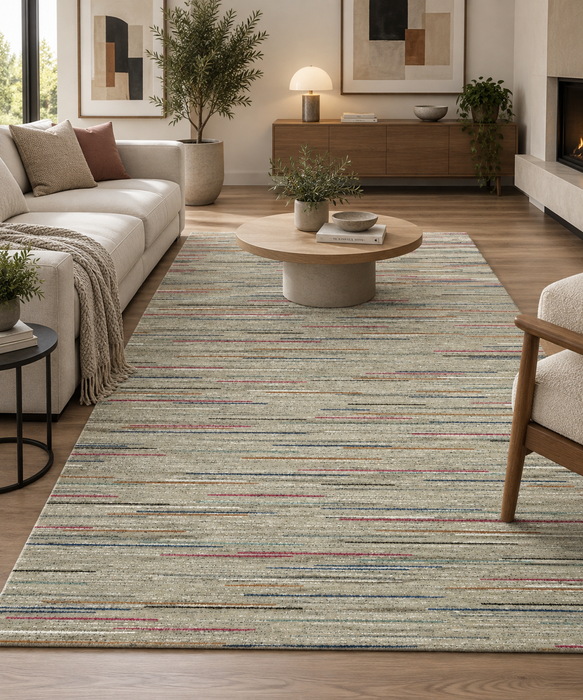 Thick Modern Beige Colour Shaggy Rug Size: 133 x 195cm- Rugs Direct NZ
