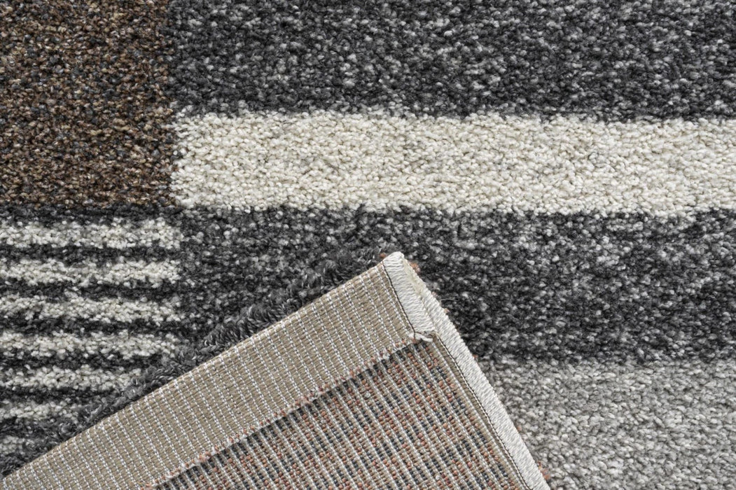 Multi-Pattern Block Design Mehari Shaggy Rug (23362-6787) Size: 200 x 250cm- Rugs Direct