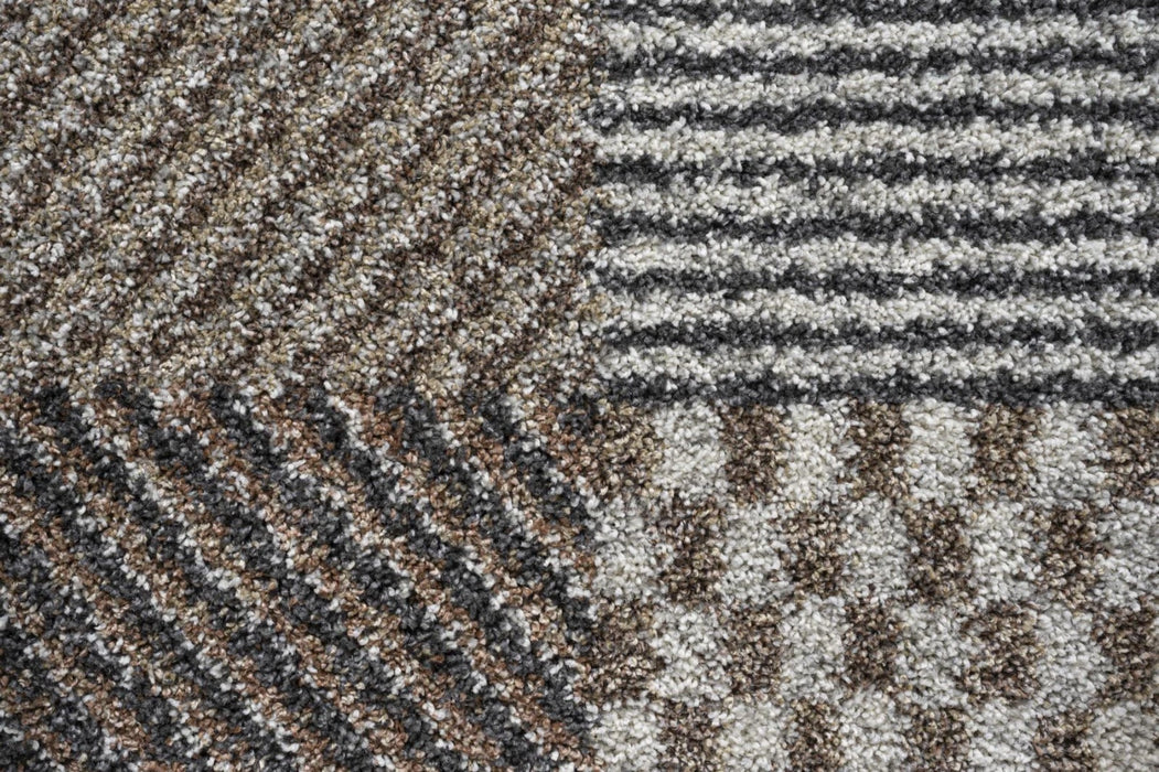 Multi-Pattern Block Design Mehari Shaggy Rug (23362-6787) Size: 200 x 250cm- Rugs Direct