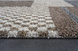 Multi-Pattern Block Design Mehari Shaggy Rug (23362-6787) Size: 200 x 250cm- Rugs Direct
