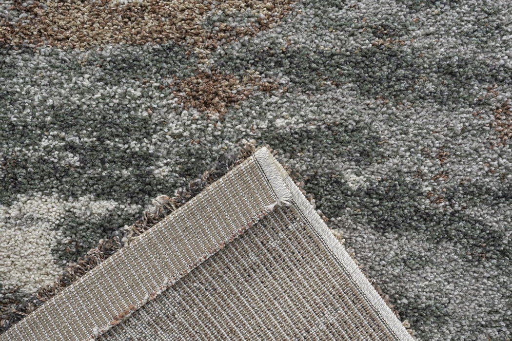 Abstract Design Earth Tones Mehari Shaggy Rug (23381-6747) Size: 240 x 300cm- Rugs Direct