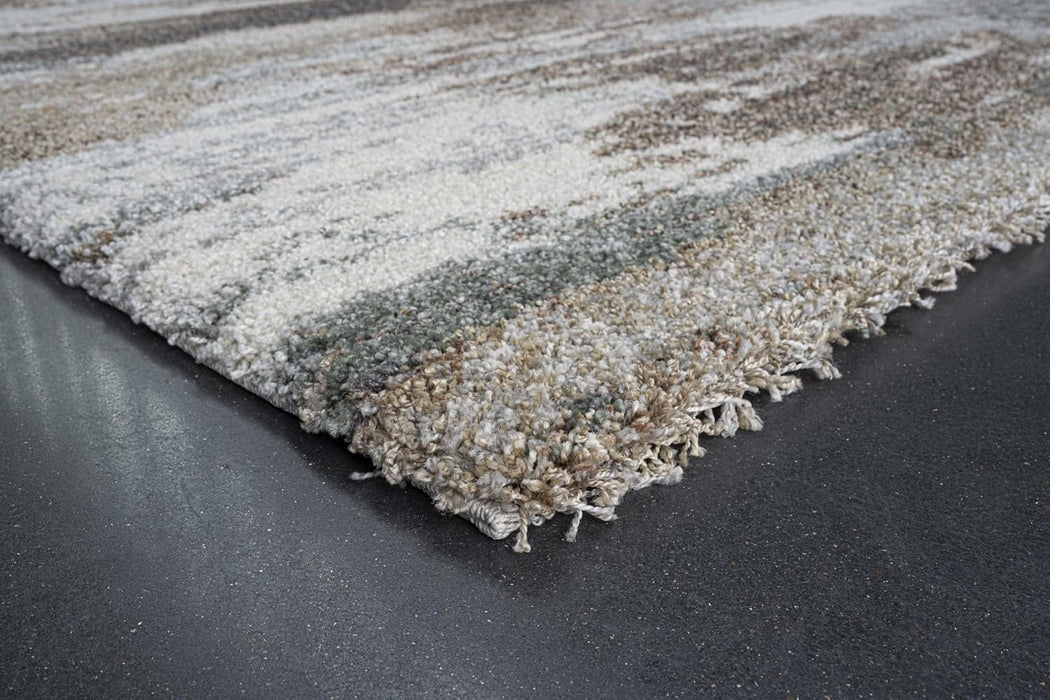 Abstract Design Earth Tones Mehari Shaggy Rug (23381-6747) Size: 240 x 300cm- Rugs Direct