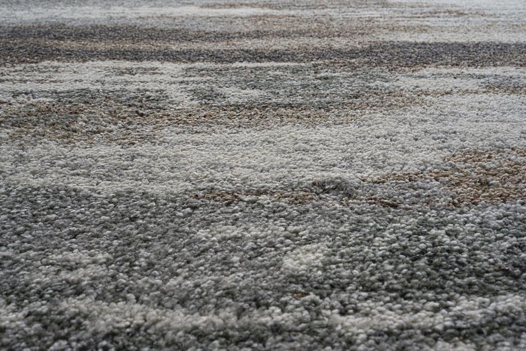 Abstract Design Earth Tones Mehari Shaggy Rug (23381-6747) Size: 240 x 300cm- Rugs Direct