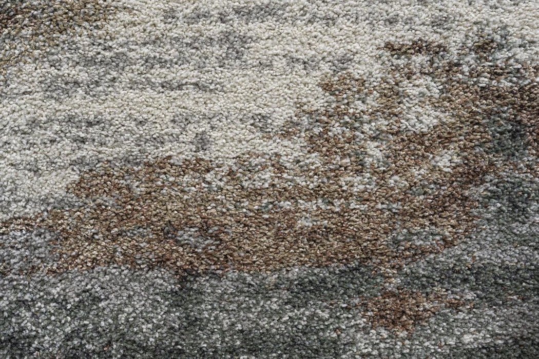 Abstract Design Earth Tones Mehari Shaggy Rug (23381-6747) Size: 240 x 300cm- Rugs Direct