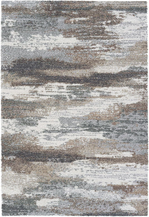 Abstract Design Earth Tones Mehari Shaggy Rug (23381-6747) Size: 240 x 300cm- Rugs Direct